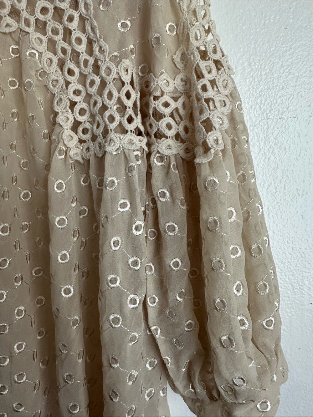 hazel Cream Eyelet Crochet Peasant Blouse - Picture 5 of 6
